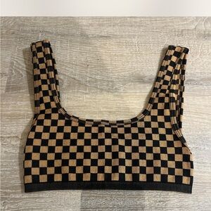 Checkered Black and Tan Women's Top